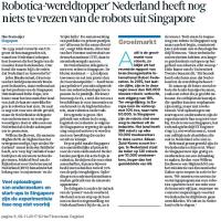 Robotica-'wereldtopper' Nederland heeft nog niets te vrezen van de robots uit Singapore