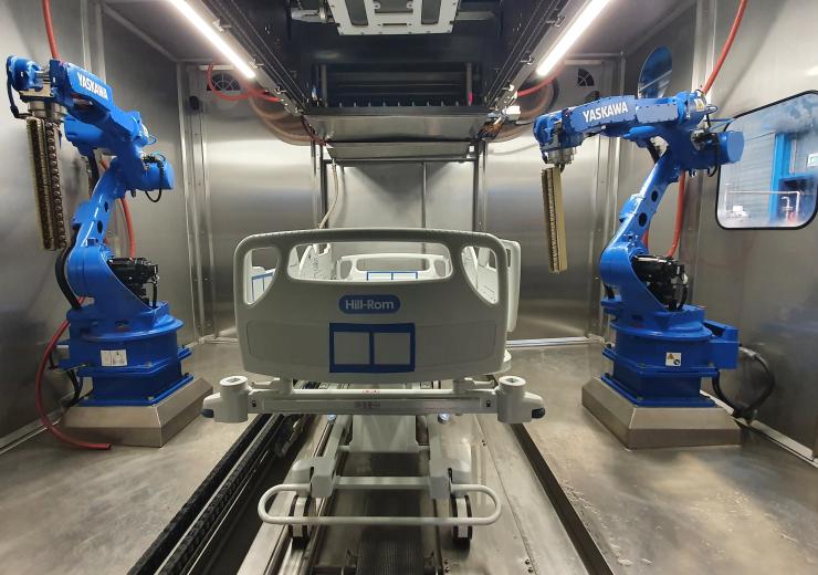 Ziekenhuisbedden reinigen met Yaskawa robots