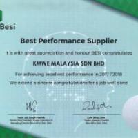 KMWE: Best Performance Supplier 2017/2018 of Besi