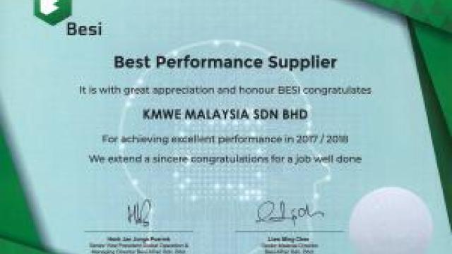 KMWE: Best Performance Supplier 2017/2018 of Besi